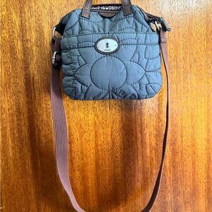 Fossil Quilted Black and Tan Crossbody Bag